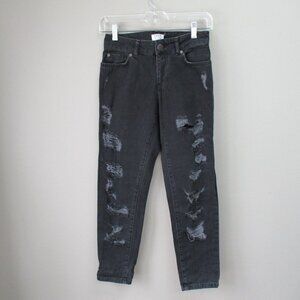 Miss Selfridge Denim Black Jeans Size 0 Destroyed